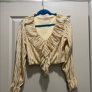 Chic Cream Ruffled Women's Blouse